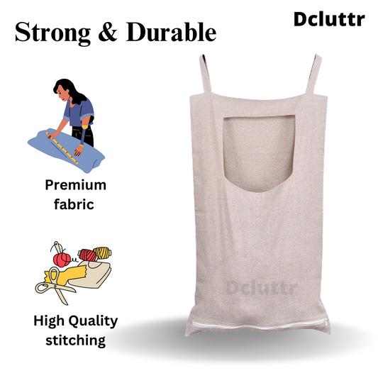 Cotton chambray hanging laundry bag