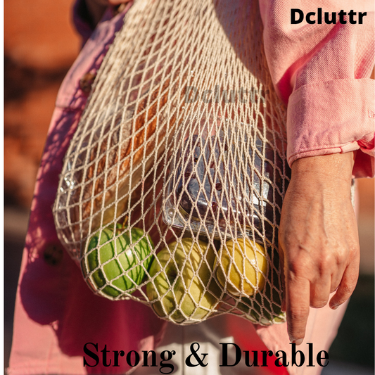 Cotton net mesh Bags for Grocery Shopping | Reusable Washable Grocery Mesh Bags | Durable, Foldable Cotton Mesh Net Bag with Handles | Eco Friendly Shopping Bags for Ladies