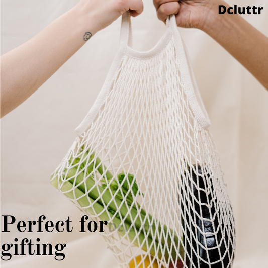 Cotton net mesh Bags for Grocery Shopping | Reusable Washable Grocery Mesh Bags | Durable, Foldable Cotton Mesh Net Bag with Handles | Eco Friendly Shopping Bags for Ladies