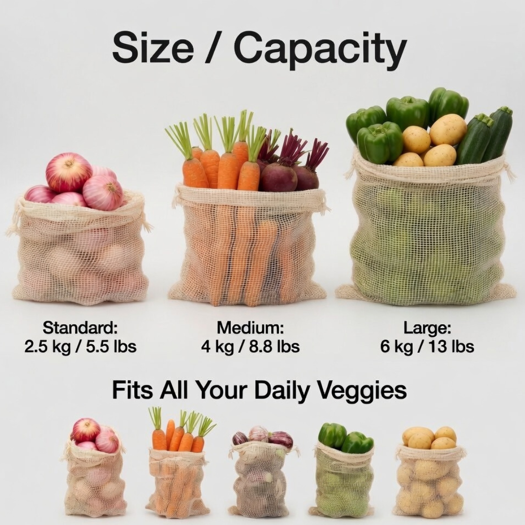 Cotton mesh fridge bags